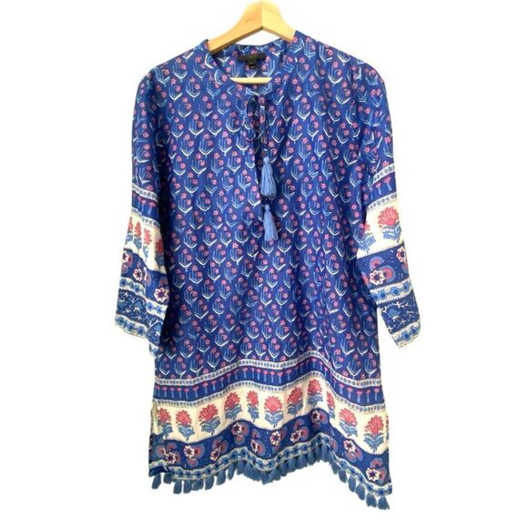 J. Crew Cotton Voile Tunic Swim Cover-Up Dress in Floral Print Size Medium - Picture 3 of 10